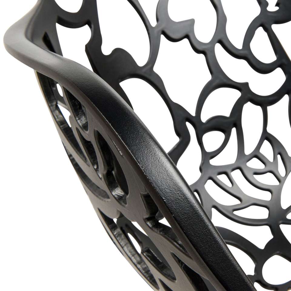 LeisureMod Devon Mid-Century Modern 7-Piece Aluminum Outdoor Patio Dining Set with Tempered Glass Top Table and 6 Stackable
 - DT48CABL6 | Outdoor Dining Sets | Modishstore - 8