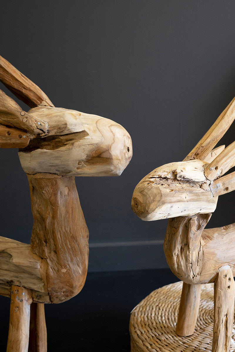 Rustic Teak Reindeer Set Of 2 By Kalalou | Animals & Pets | Modishstore - 3