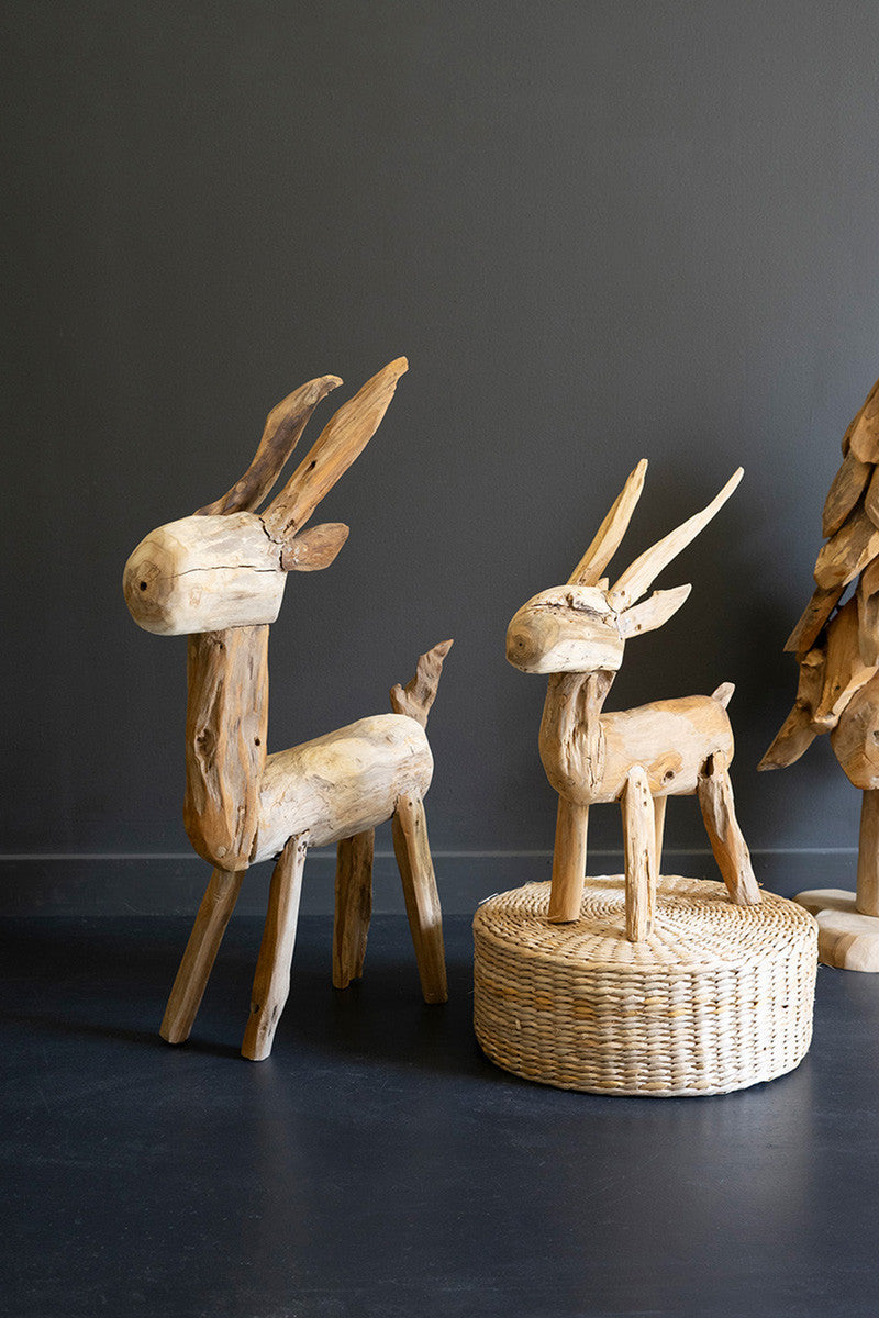 Rustic Teak Reindeer Set Of 2 By Kalalou | Animals & Pets | Modishstore