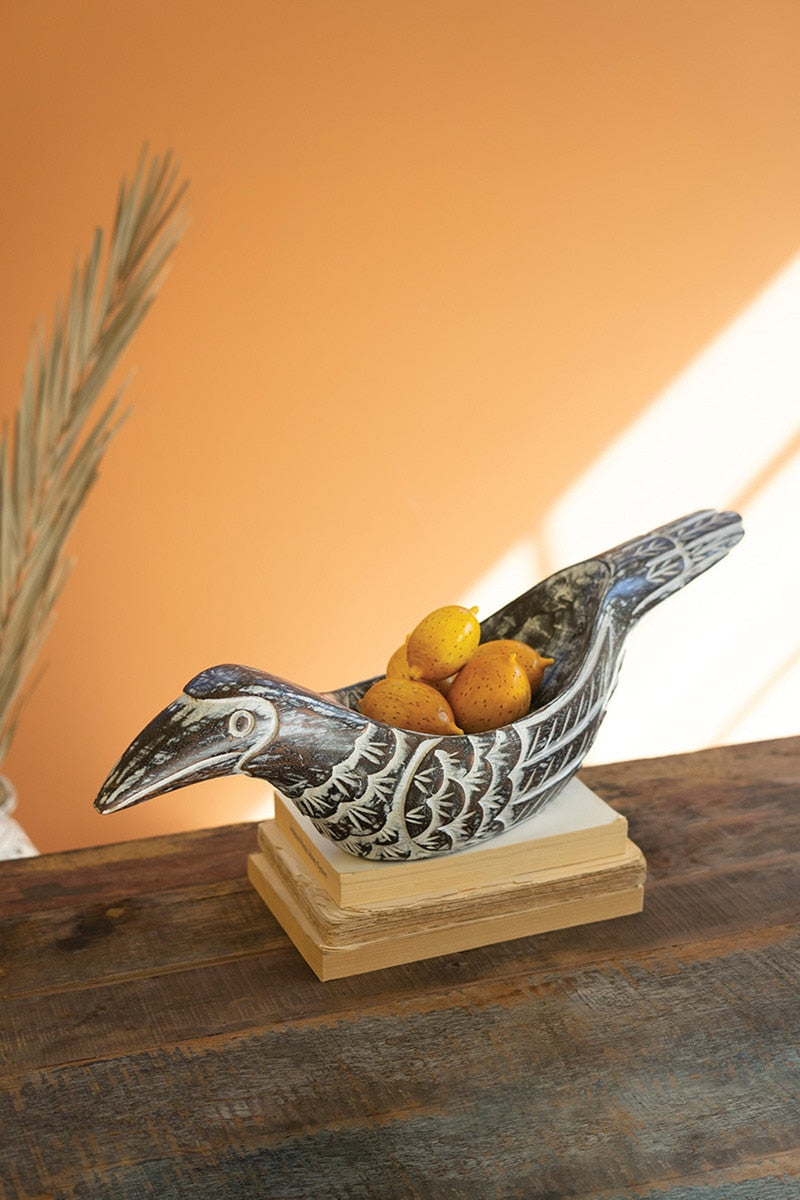 Carved Wooden Bird Bowl (Min 2) By Kalalou | Decorative Bowls | Modishstore - 1