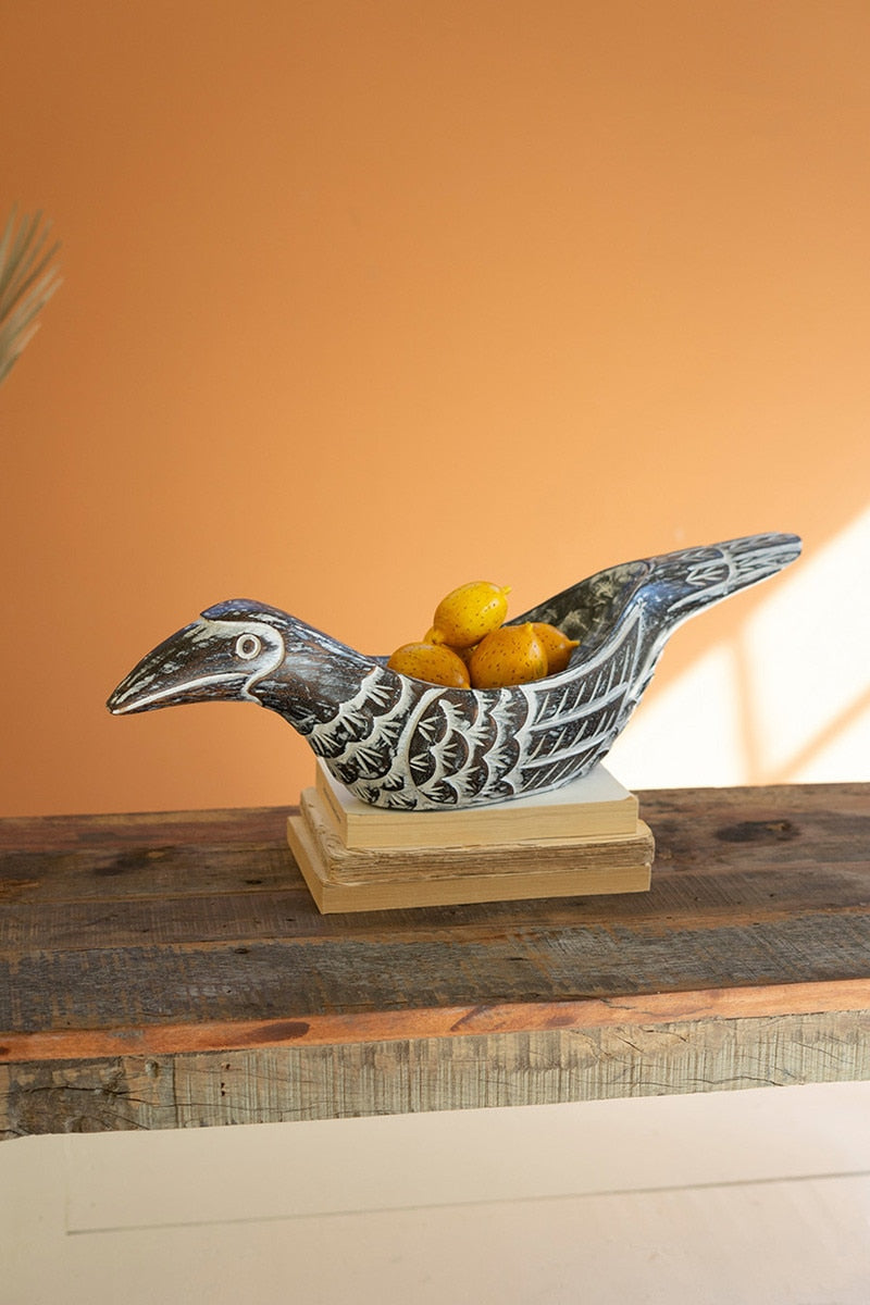 Carved Wooden Bird Bowl (Min 2) By Kalalou | Decorative Bowls | Modishstore - 3
