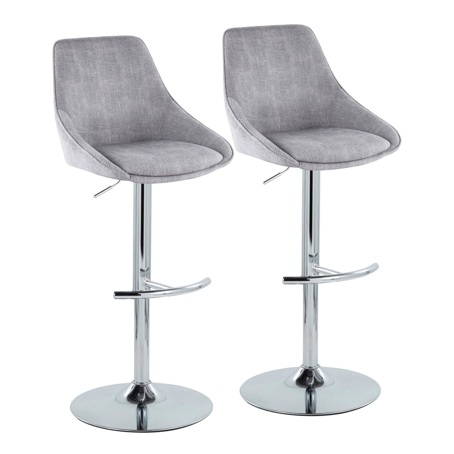 Diana Adjustable Bar Stool - Set of 2 By LumiSource - BS-DIANACOR-RT2 CHRMGY2 | Bar Stools | Modishstore