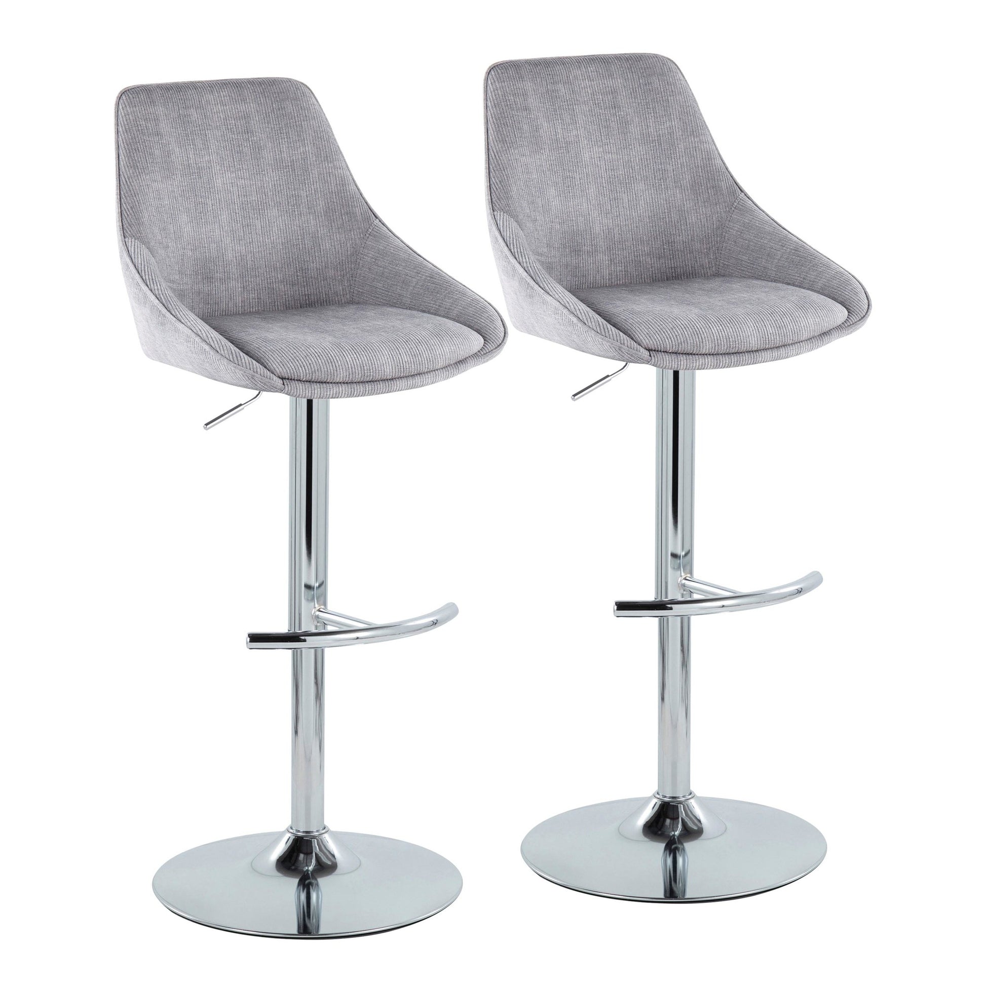 Diana Adjustable Bar Stool - Set of 2 By LumiSource - BS-DIANACOR-RT2 CHRMGY2 | Bar Stools | Modishstore