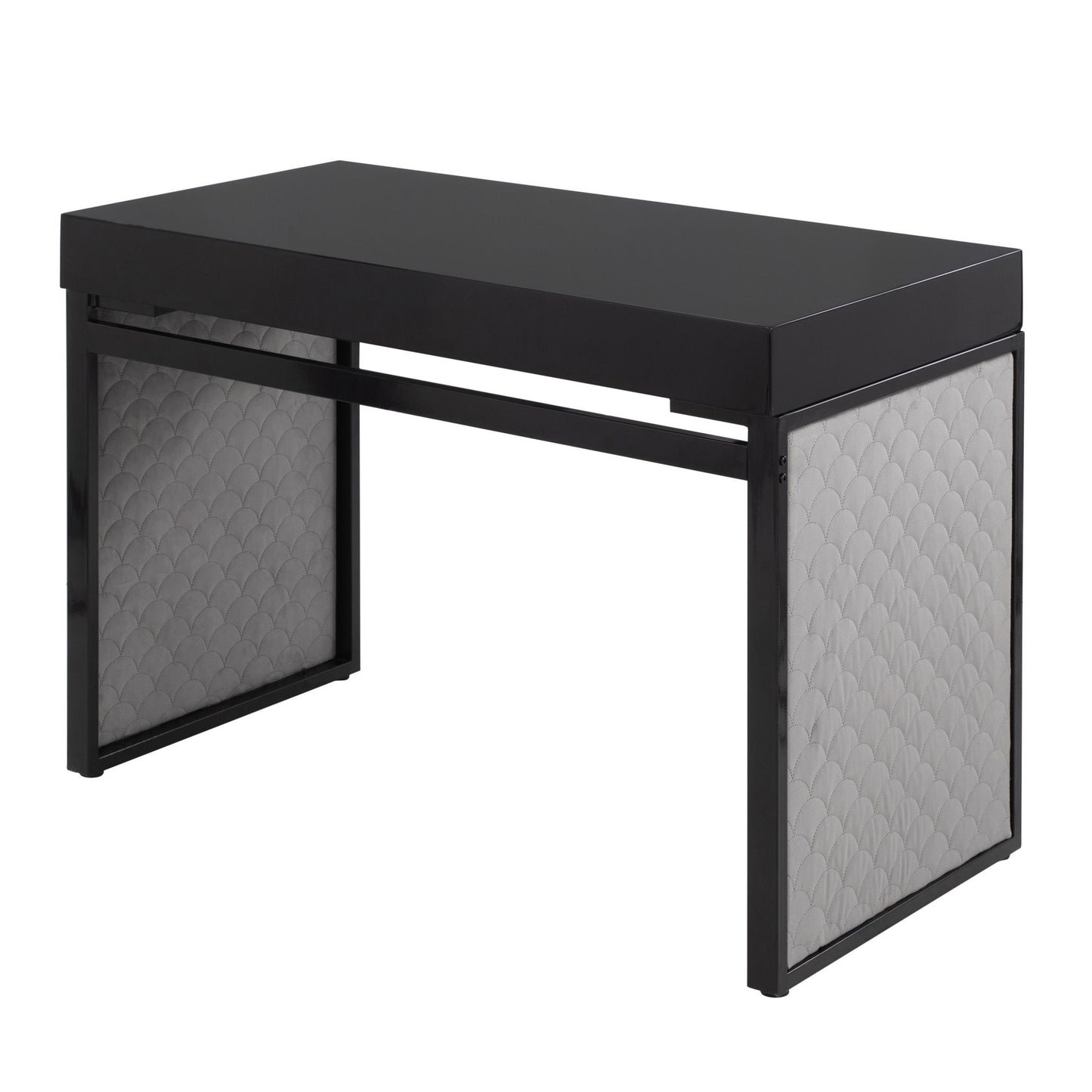 Drift Upholstered Desk By LumiSource - OFD-DRIFTUP BKBKSV | Desks | Modishstore - 3