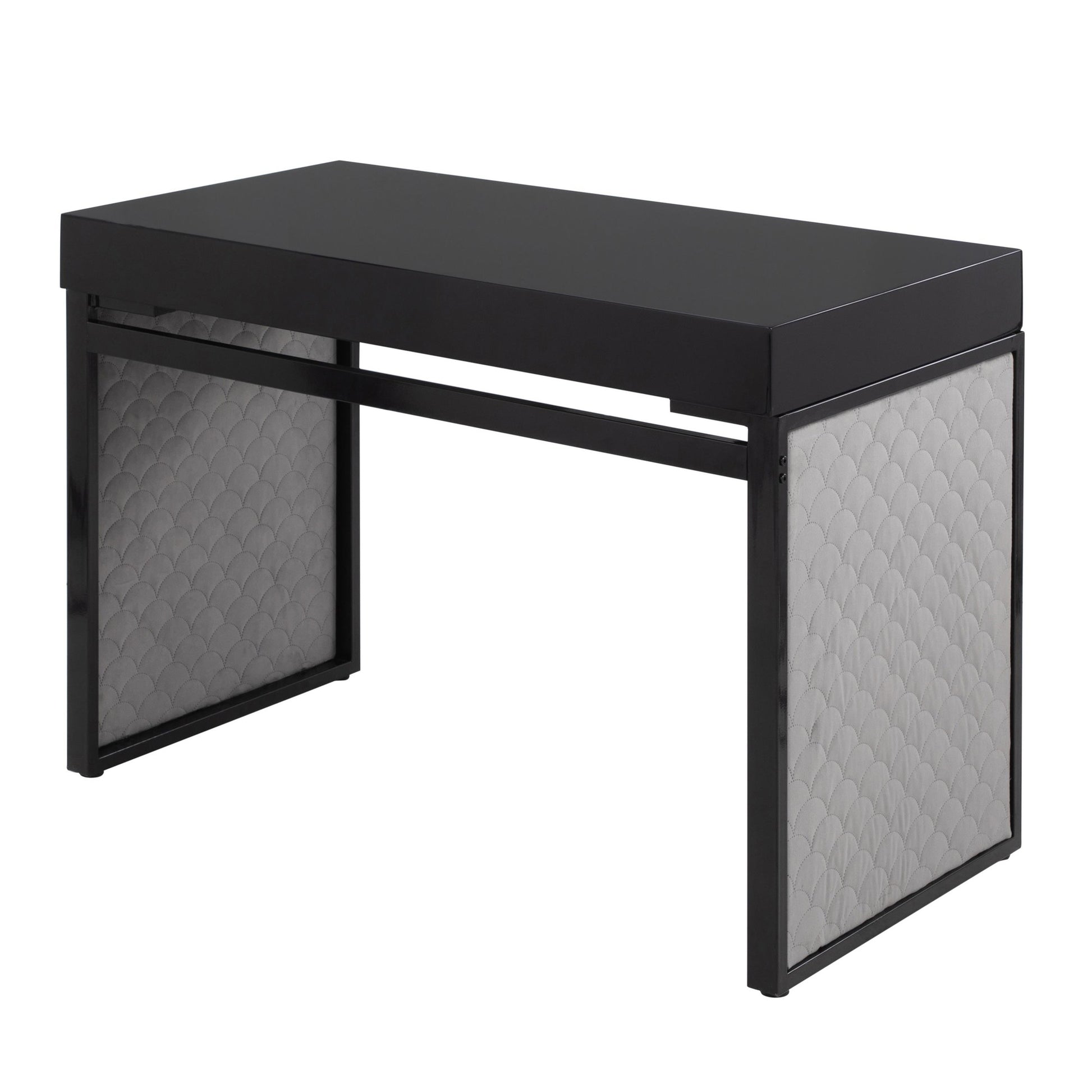 Drift Upholstered Desk By LumiSource - OFD-DRIFTUP BKBKSV | Desks | Modishstore - 3