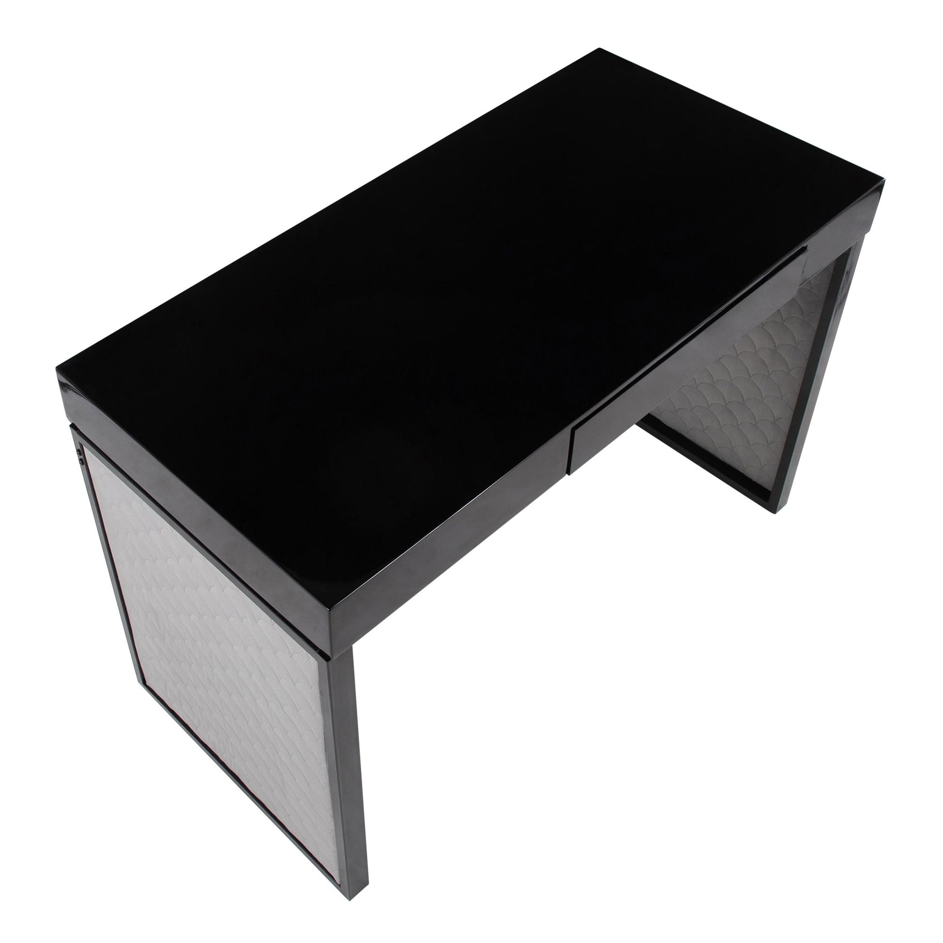 Drift Upholstered Desk By LumiSource - OFD-DRIFTUP BKBKSV | Desks | Modishstore - 5