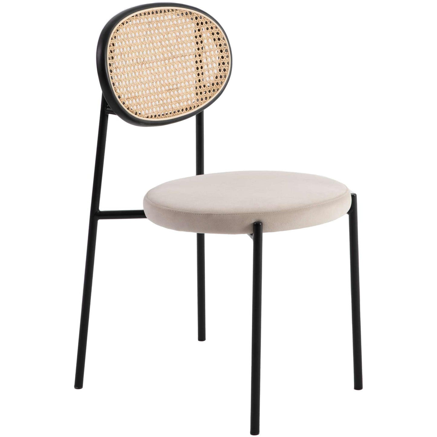 LeisureMod Euston Modern Wicker Dining Chair with Velvet Round Seat | Dining Chairs | Modishstore - 3