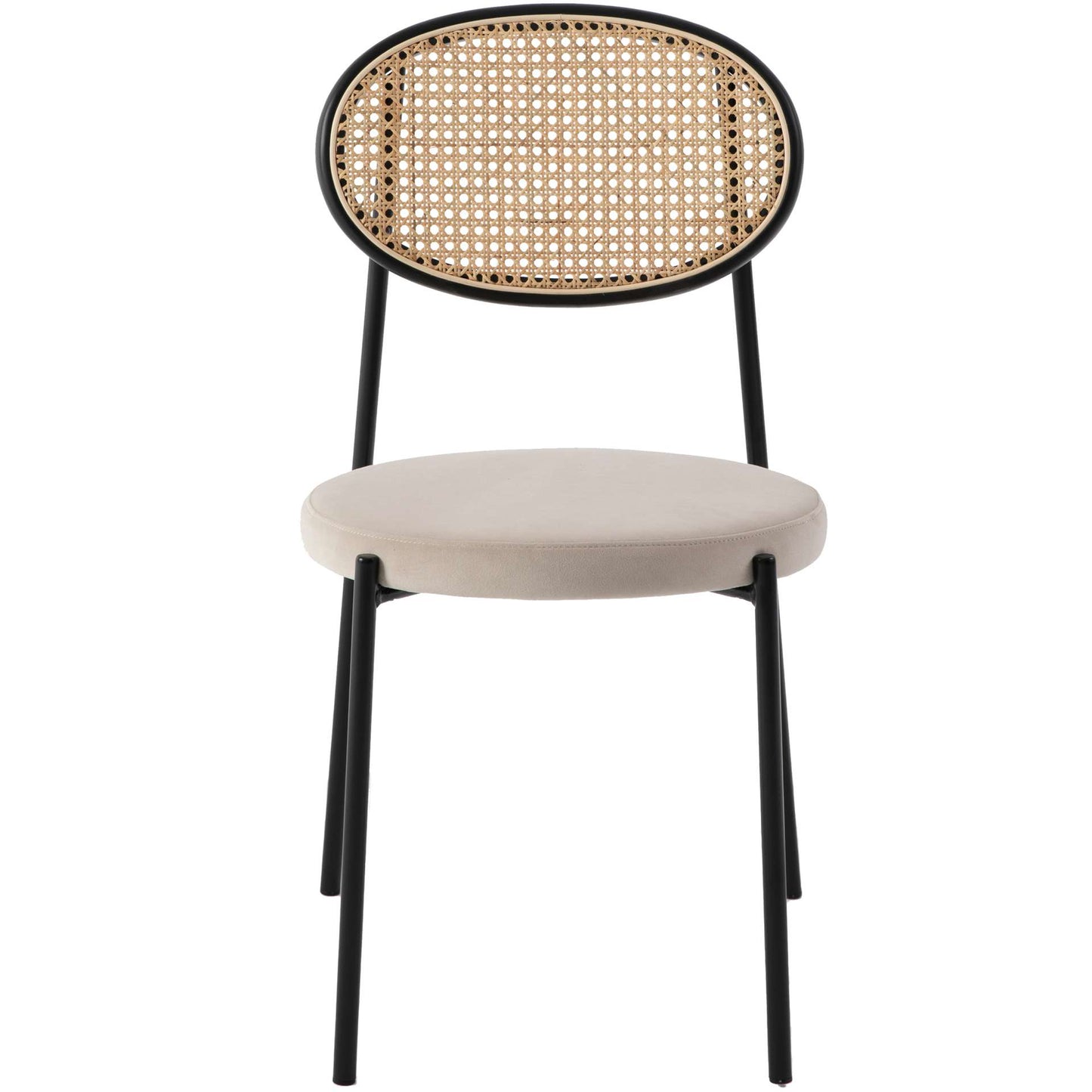 LeisureMod Euston Modern Wicker Dining Chair with Velvet Round Seat | Dining Chairs | Modishstore - 5