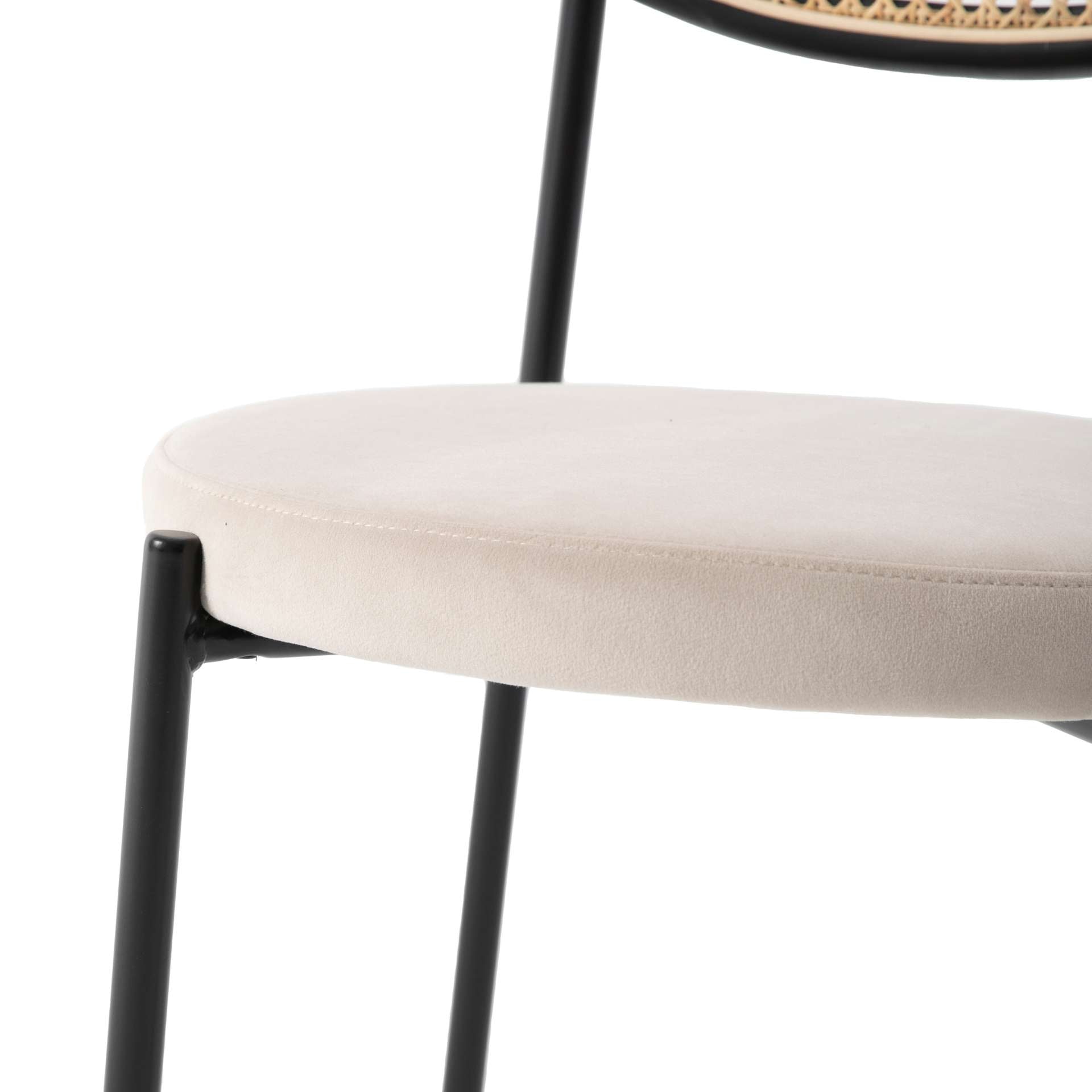 LeisureMod Euston Modern Wicker Dining Chair with Velvet Round Seat | Dining Chairs | Modishstore - 9