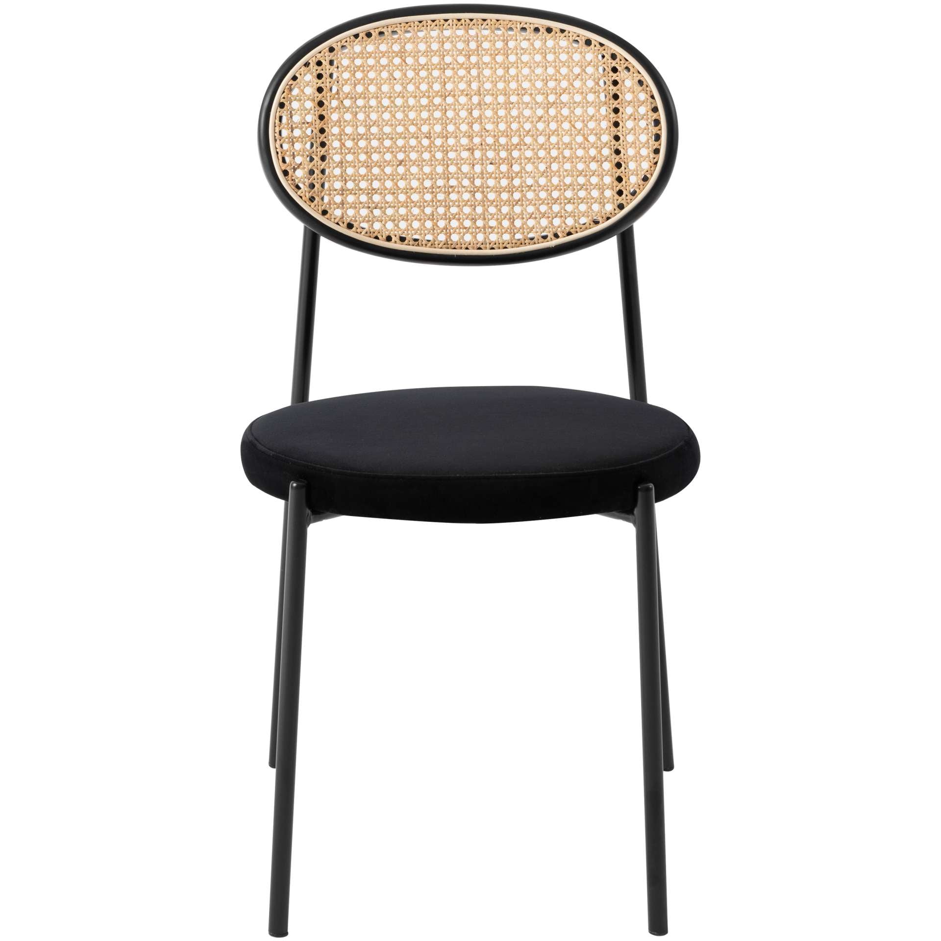 LeisureMod Euston Modern Wicker Dining Chair with Velvet Round Seat | Dining Chairs | Modishstore - 16