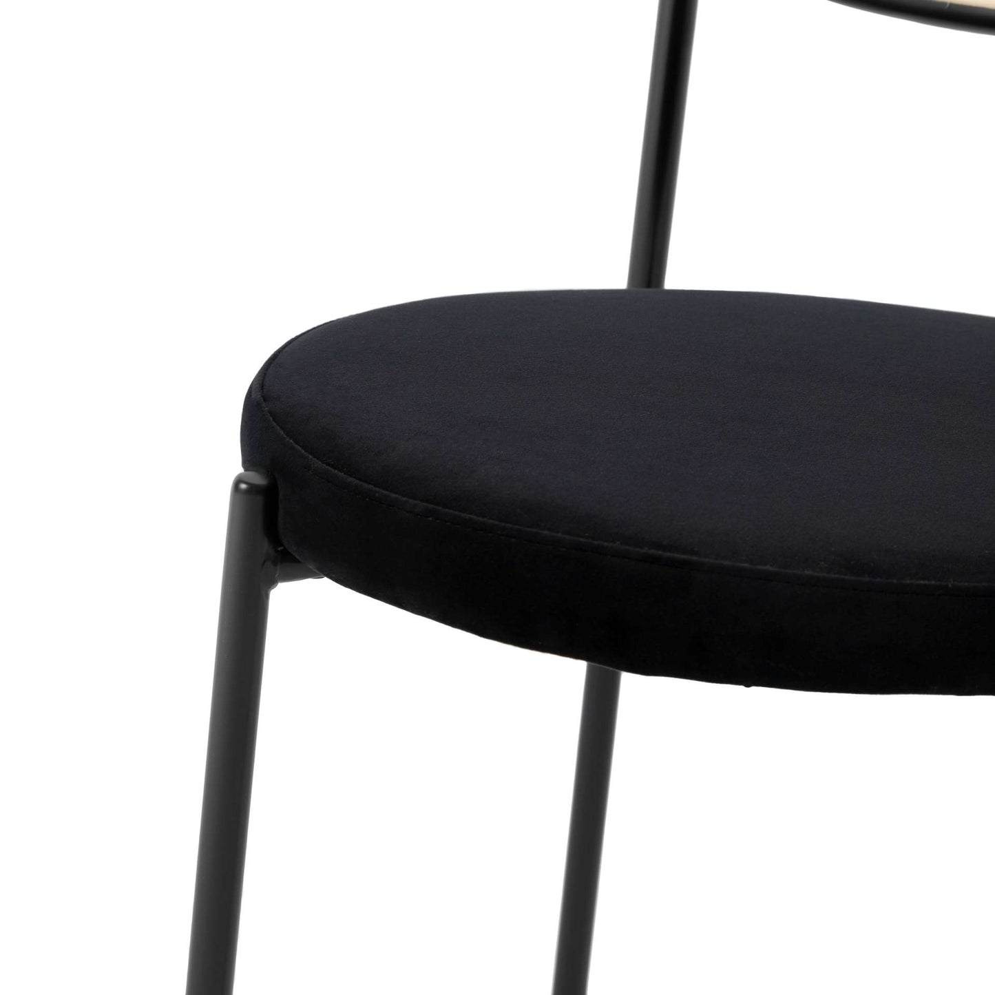 LeisureMod Euston Modern Wicker Dining Chair with Velvet Round Seat | Dining Chairs | Modishstore - 19
