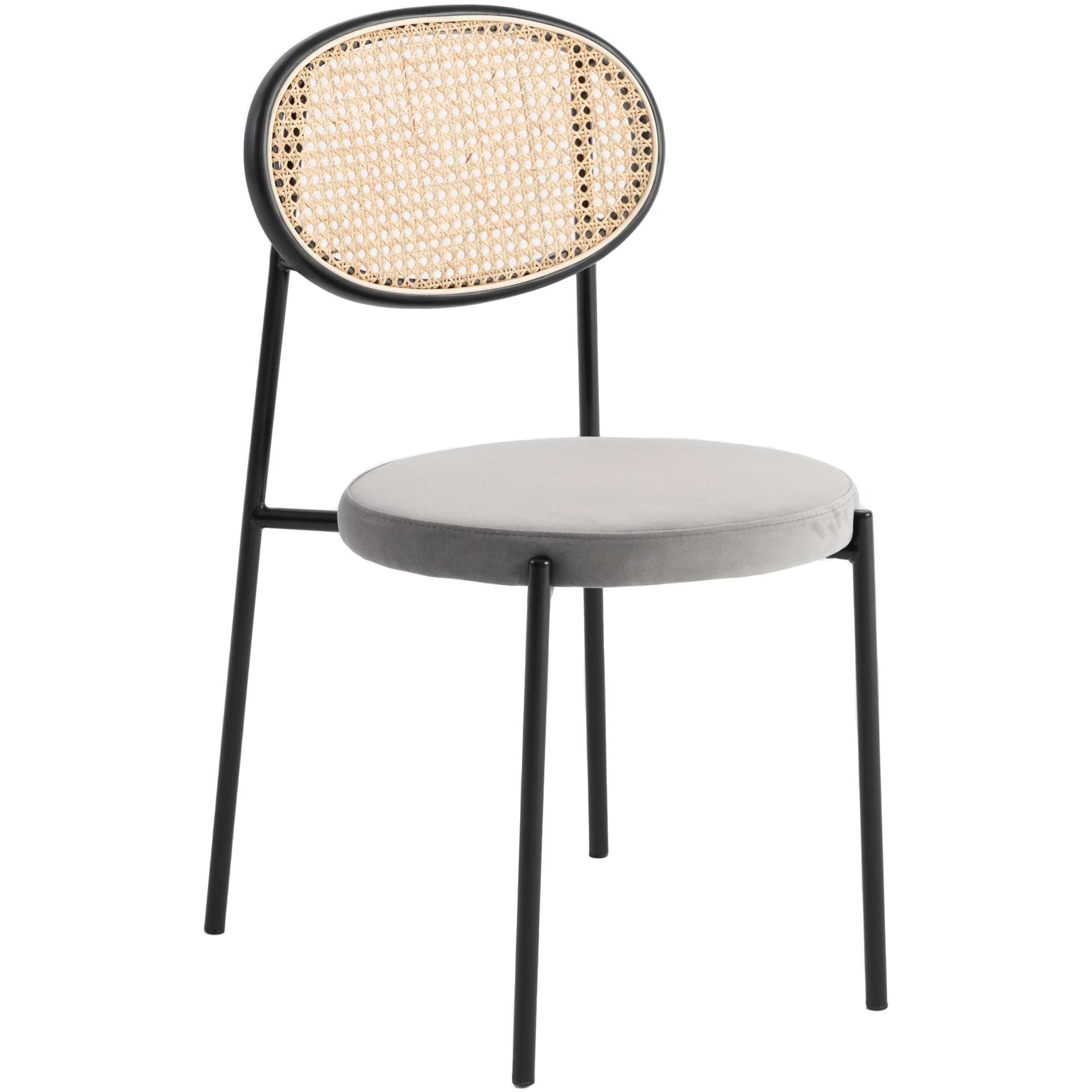 LeisureMod Euston Modern Wicker Dining Chair with Velvet Round Seat | Dining Chairs | Modishstore - 25