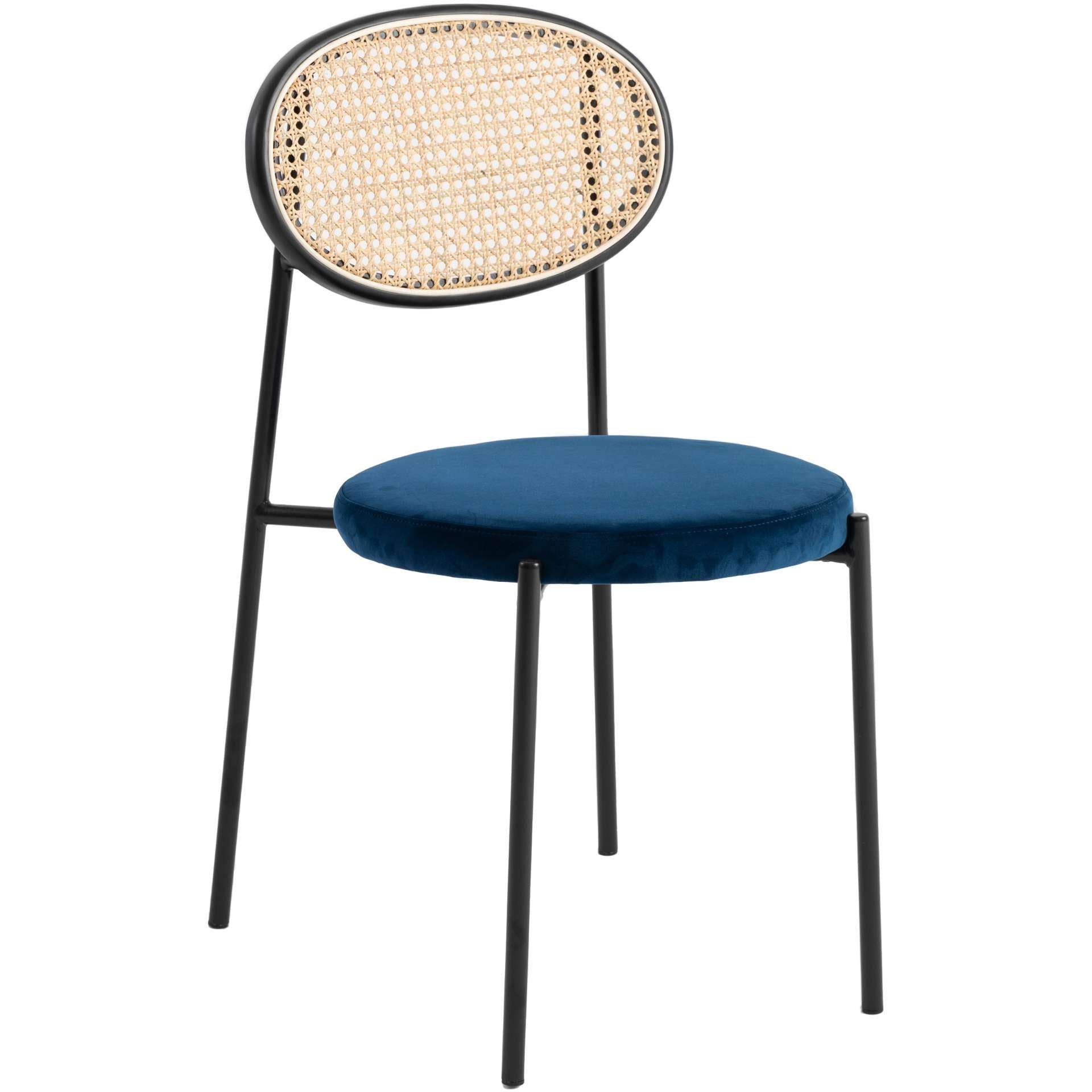 LeisureMod Euston Modern Wicker Dining Chair with Velvet Round Seat | Dining Chairs | Modishstore - 36