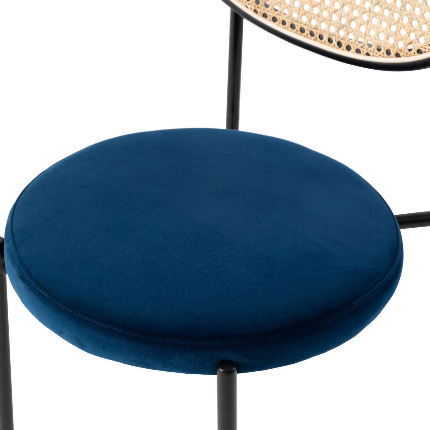LeisureMod Euston Modern Wicker Dining Chair with Velvet Round Seat | Dining Chairs | Modishstore - 44