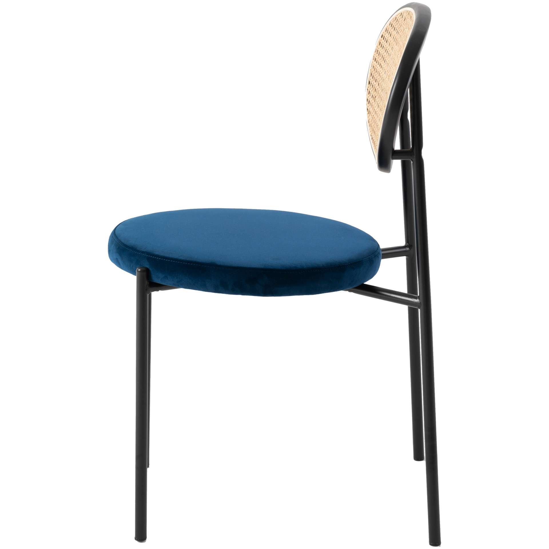 LeisureMod Euston Modern Wicker Dining Chair with Velvet Round Seat | Dining Chairs | Modishstore - 38