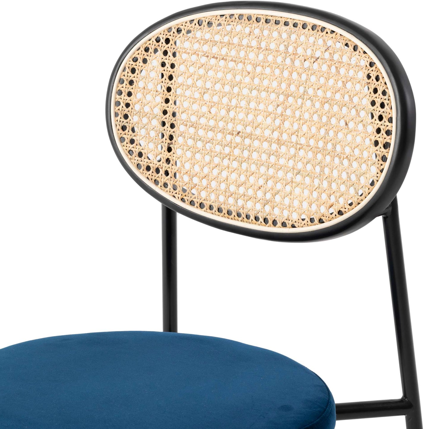 LeisureMod Euston Modern Wicker Dining Chair with Velvet Round Seat | Dining Chairs | Modishstore - 41