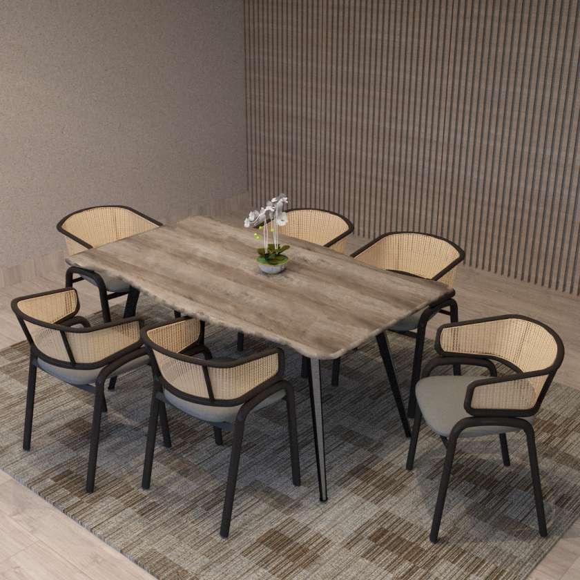 Leisuremod Ervilla Modern Dining Chair With Stainless Steel Legs Velvet Seat and Wicker Back - EC20GR | Dining Chairs | Modishstore