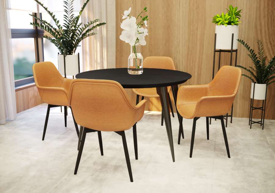 LeisureMod Markley Modern Leather Dining Arm Chair With Metal Legs - EC26G | Dining Chairs | Modishstore - 15