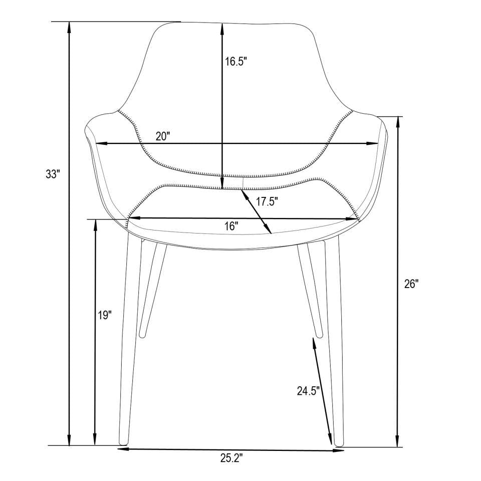 LeisureMod Markley Modern Leather Dining Arm Chair With Metal Legs - EC26G | Dining Chairs | Modishstore - 17