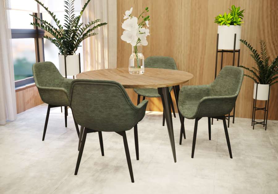 LeisureMod Markley Modern Leather Dining Arm Chair With Metal Legs - EC26G | Dining Chairs | Modishstore