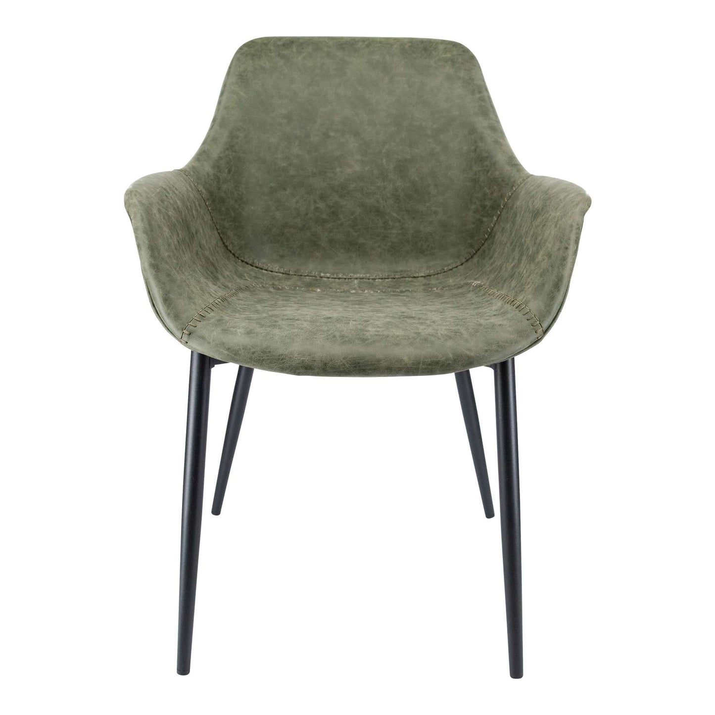 LeisureMod Markley Modern Leather Dining Arm Chair With Metal Legs - EC26G | Dining Chairs | Modishstore - 2