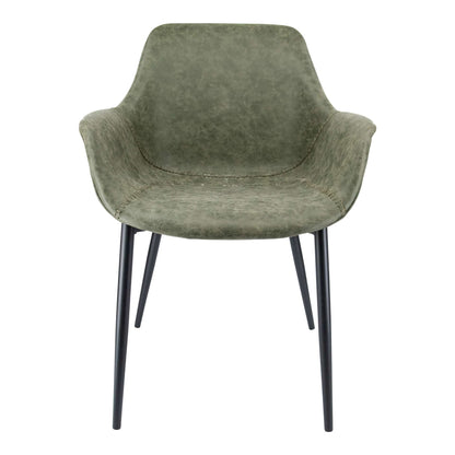 LeisureMod Markley Modern Leather Dining Arm Chair With Metal Legs - EC26G | Dining Chairs | Modishstore - 2