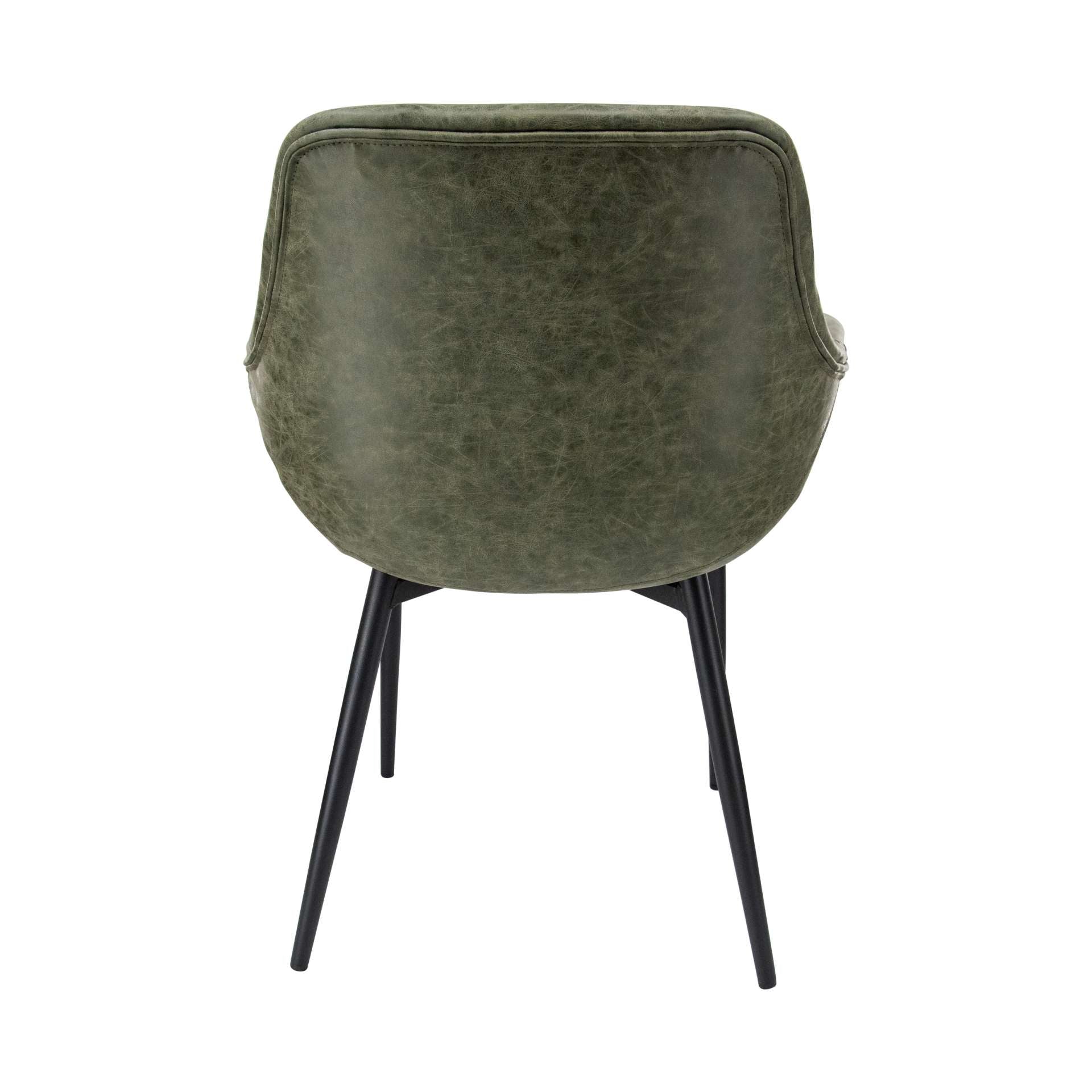 LeisureMod Markley Modern Leather Dining Arm Chair With Metal Legs - EC26G | Dining Chairs | Modishstore - 6