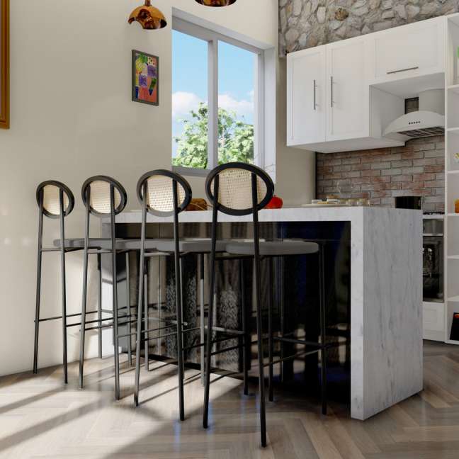 LeisureMod Euston Modern Wicker Bar Stool With Black Steel Frame | Bar Stools | Modishstore - 24