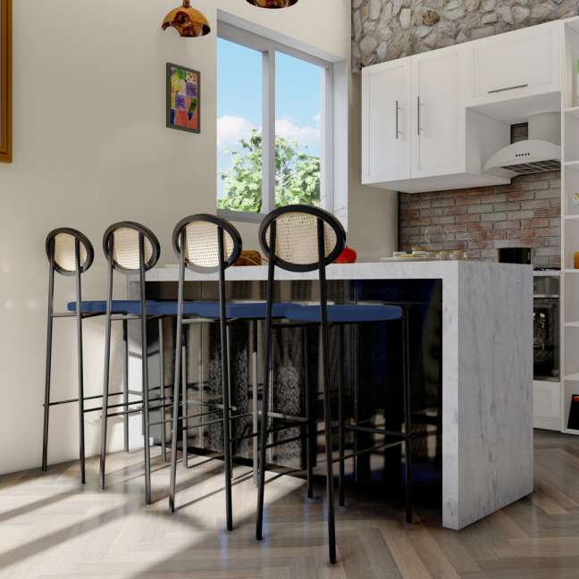 LeisureMod Euston Modern Wicker Bar Stool With Black Steel Frame | Bar Stools | Modishstore - 36