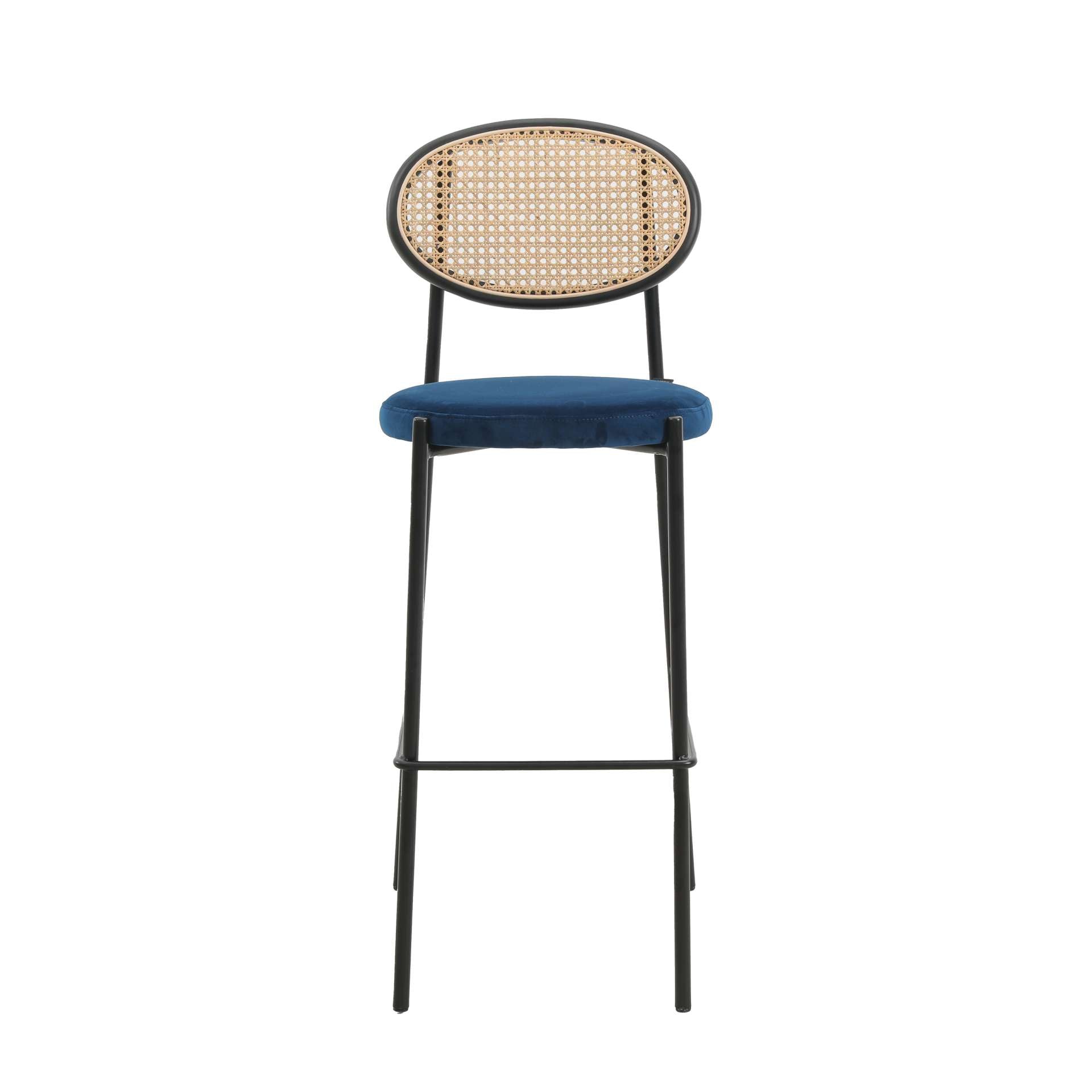 LeisureMod Euston Modern Wicker Bar Stool With Black Steel Frame | Bar Stools | Modishstore - 37