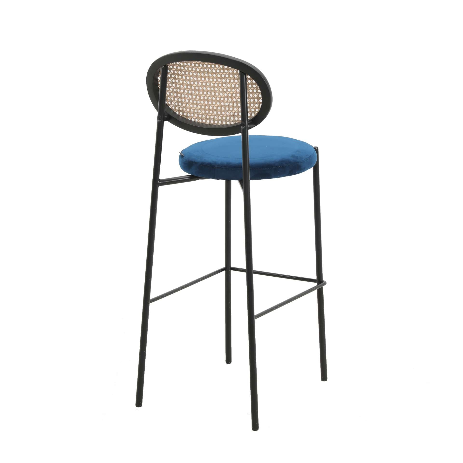 LeisureMod Euston Modern Wicker Bar Stool With Black Steel Frame | Bar Stools | Modishstore - 40