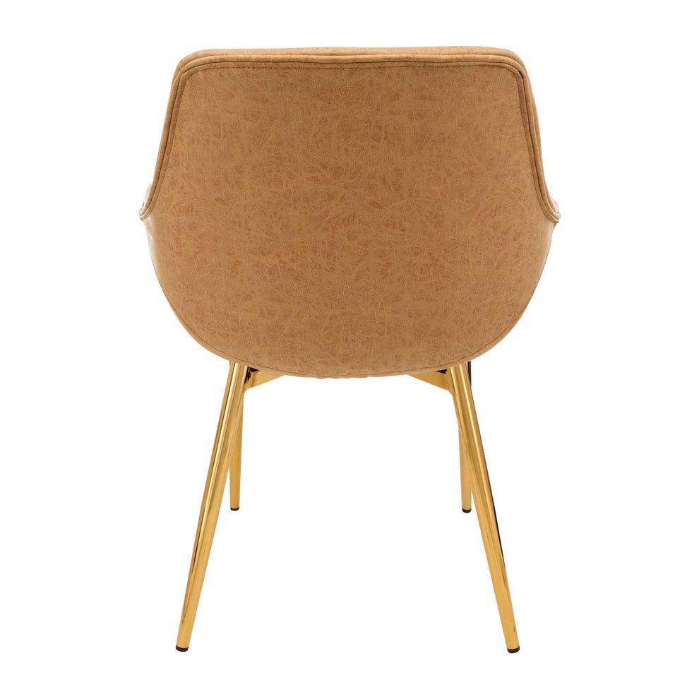 LeisureMod Markley Modern Leather Dining Arm Chair With Gold Metal Legs - ECG26G | Dining Chairs | Modishstore - 15