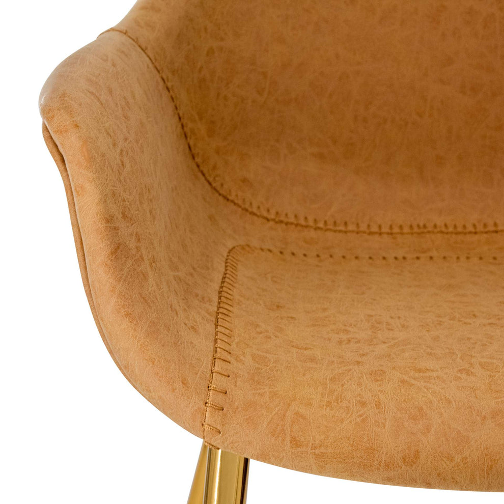 LeisureMod Markley Modern Leather Dining Arm Chair With Gold Metal Legs - ECG26G | Dining Chairs | Modishstore - 14