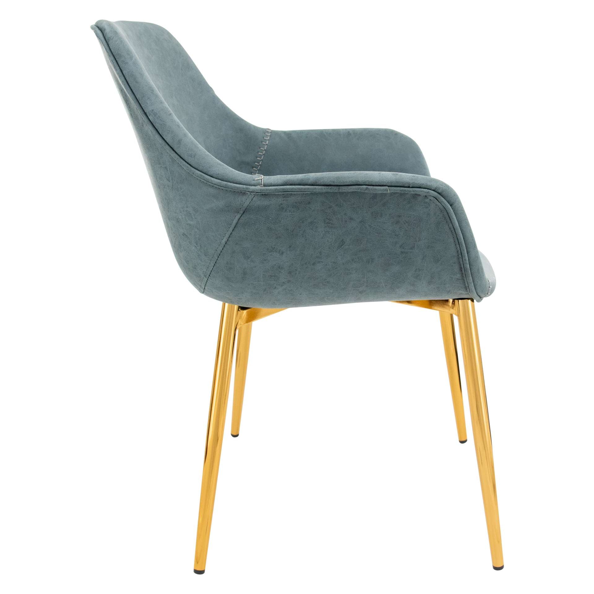 LeisureMod Markley Modern Leather Dining Arm Chair With Gold Metal Legs - ECG26G | Dining Chairs | Modishstore - 10