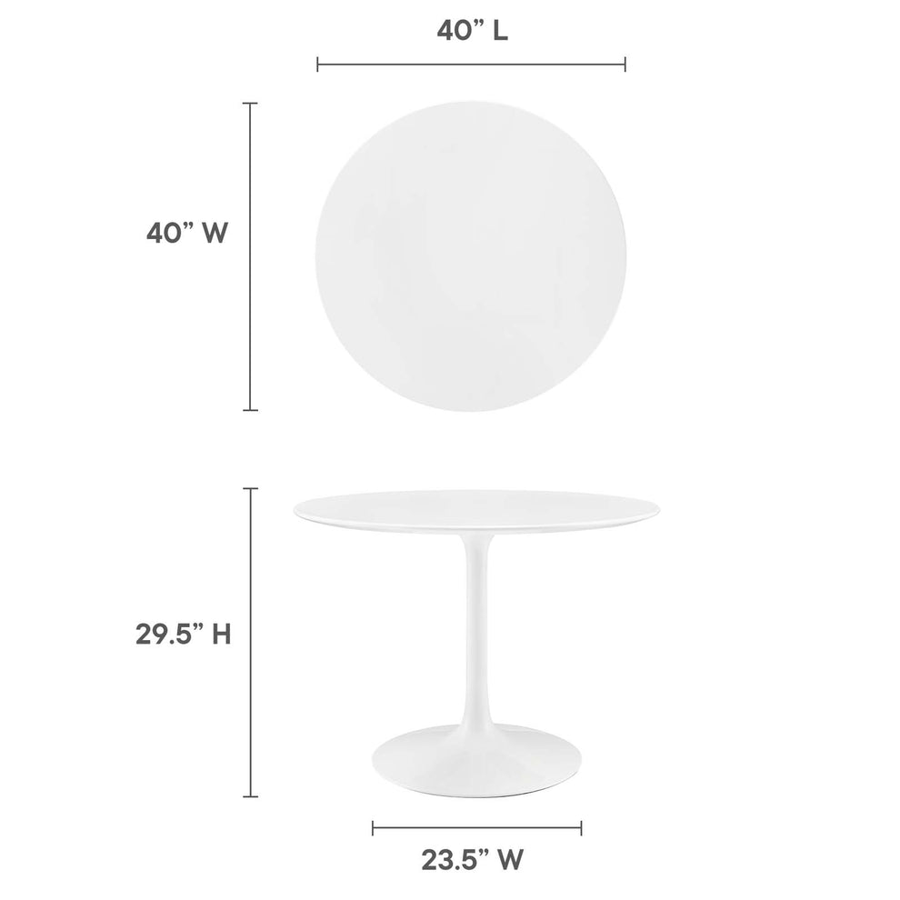 Modway Lippa 40" Round Wood Top Dining Table in White - EEI-1117 | Dining Tables | Modishstore - 11