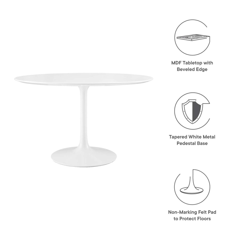 Modway Lippa 47" Round Wood Top Dining Table in White - EEI-1118 | Dining Tables | Modishstore - 8