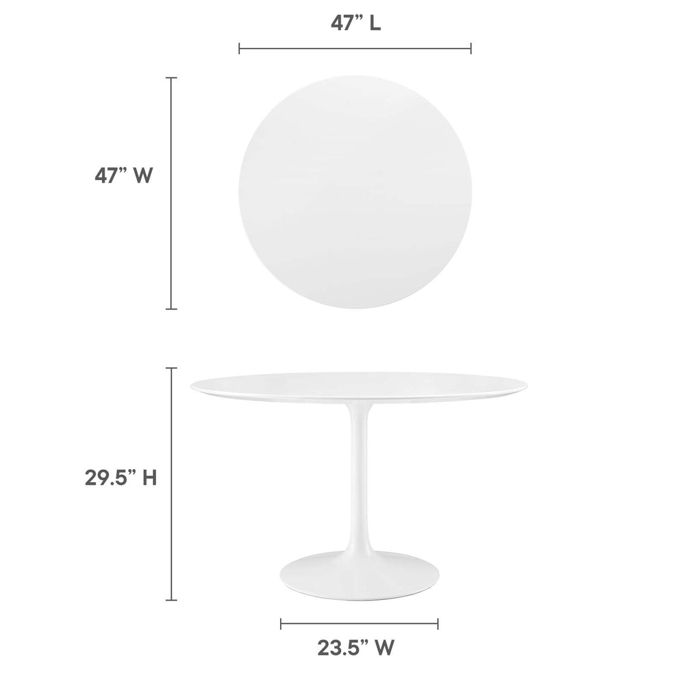 Modway Lippa 47" Round Wood Top Dining Table in White - EEI-1118 | Dining Tables | Modishstore - 9