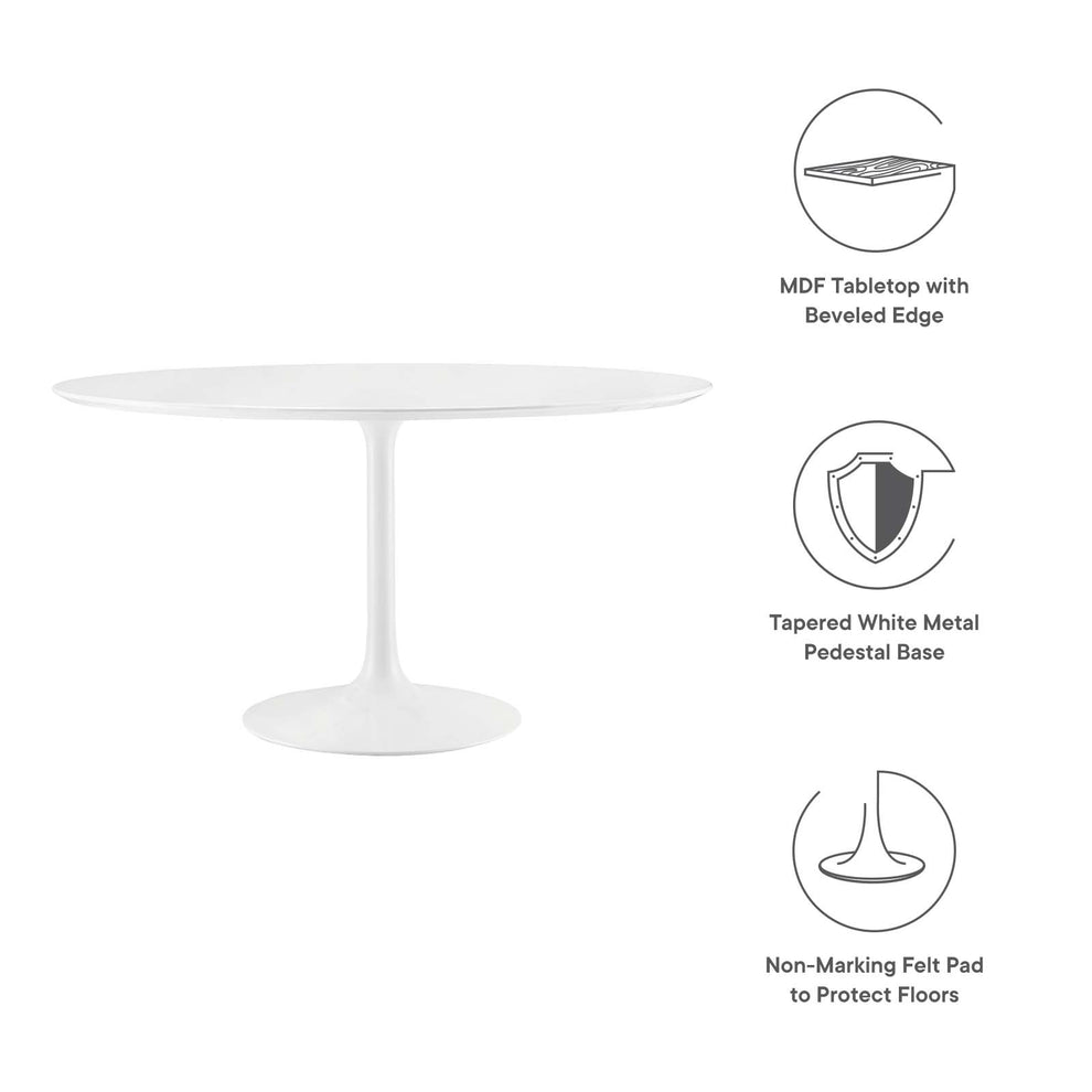 Modway Lippa 54" Round Wood Top Dining Table in White - EEI-1119 | Dining Tables | Modishstore - 10