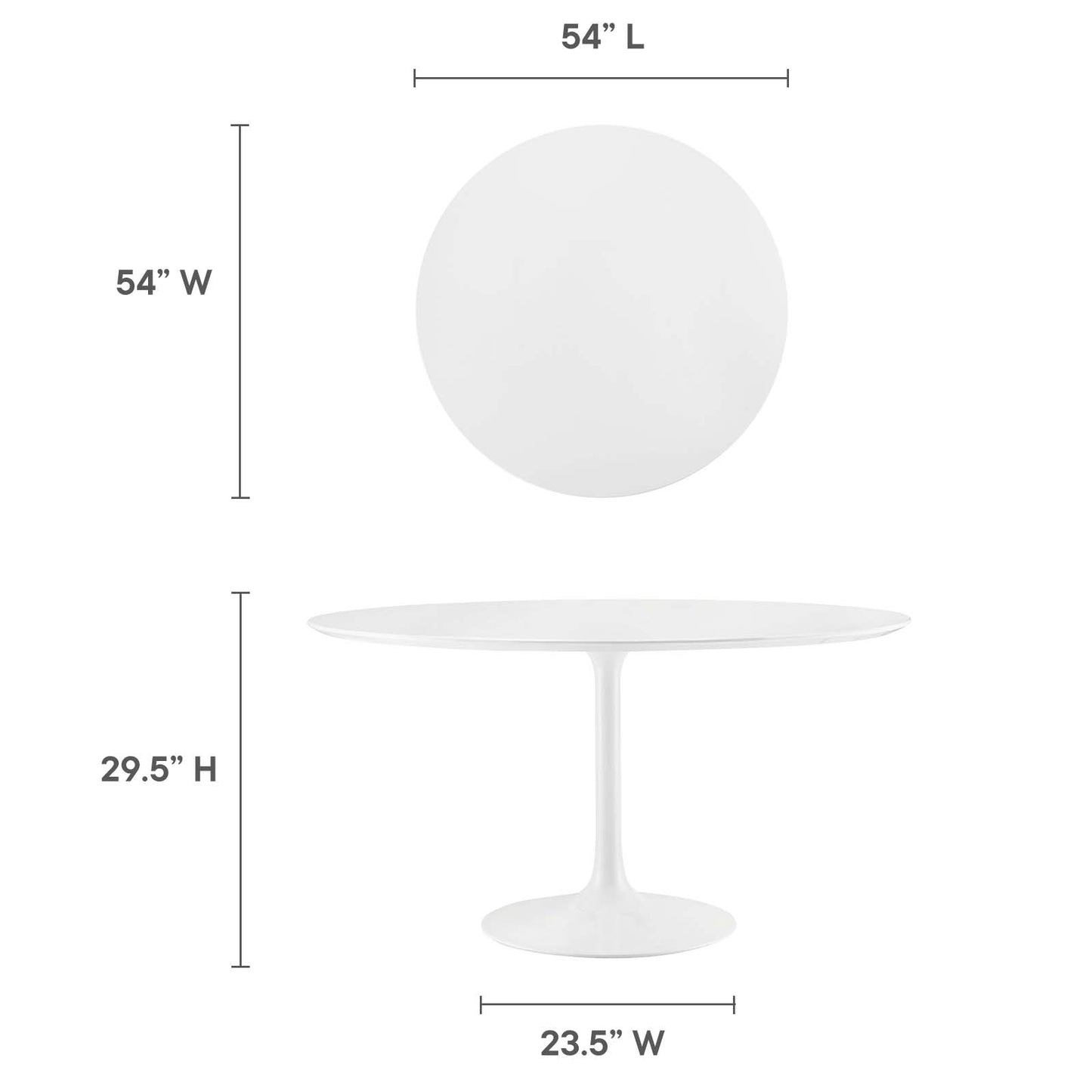 Modway Lippa 54" Round Wood Top Dining Table in White - EEI-1119
