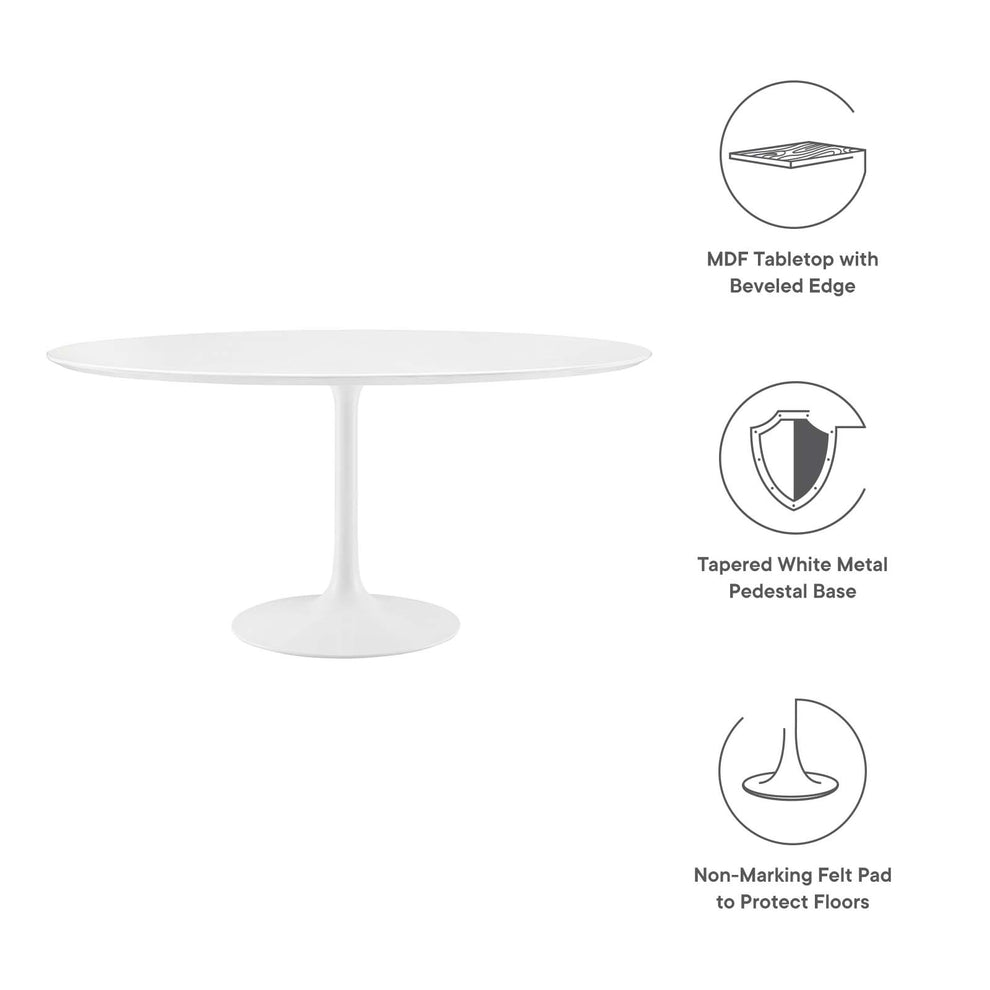 Modway Lippa 60" Round Wood Top Dining Table - White - EEI-1120 | Dining Tables | Modishstore - 10