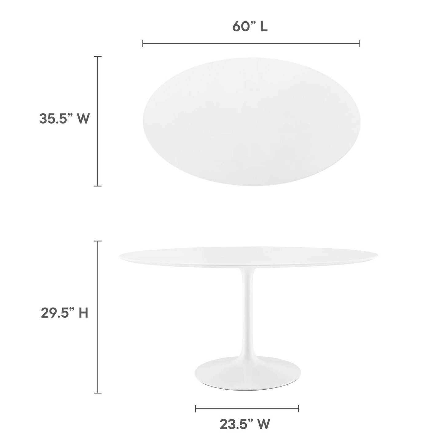 Modway Lippa 60" Oval Wood Top Dining Table - White - EEI-1121 | Dining Tables | Modishstore - 12