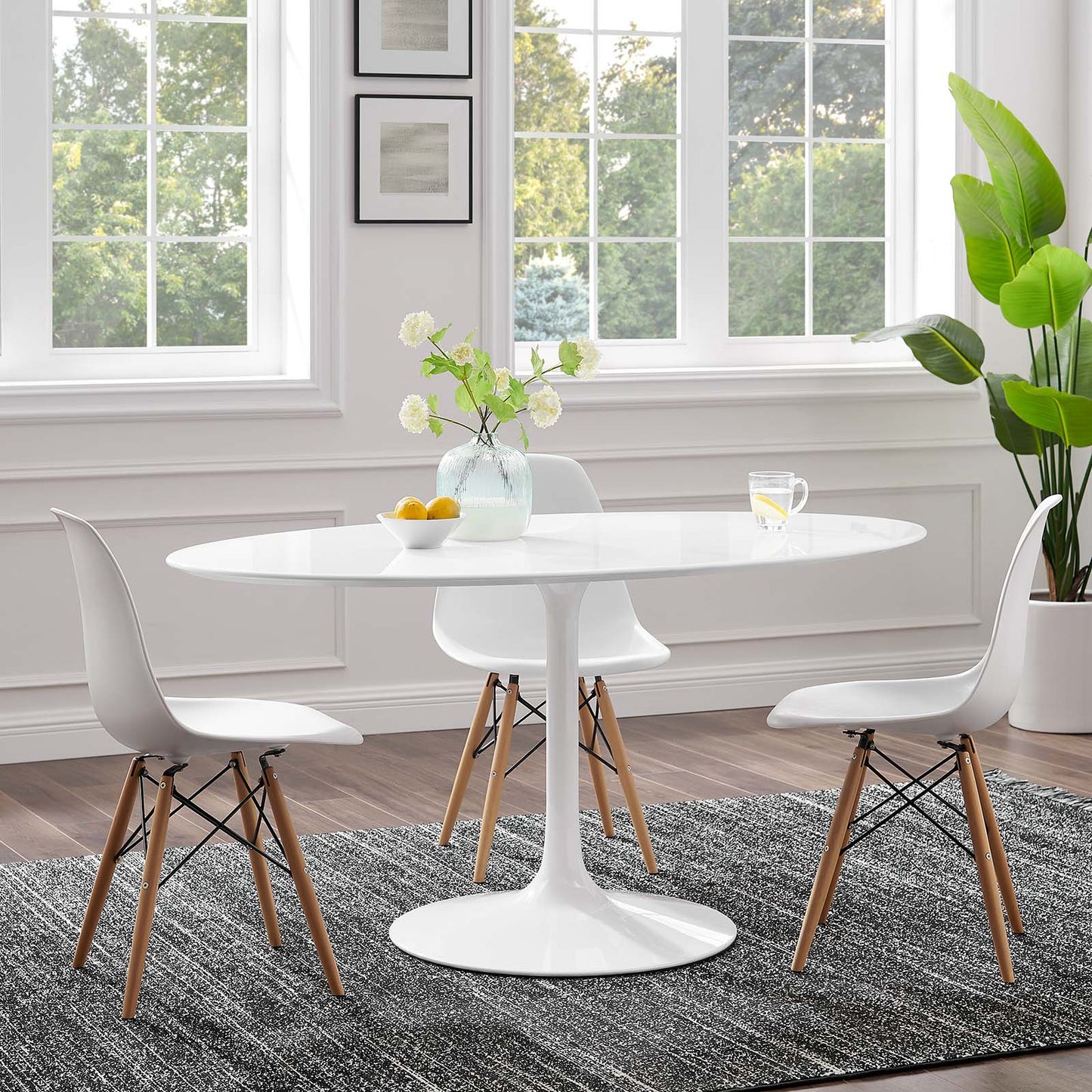 Modway Lippa 60" Oval Wood Top Dining Table - White - EEI-1121 | Dining Tables | Modishstore - 6