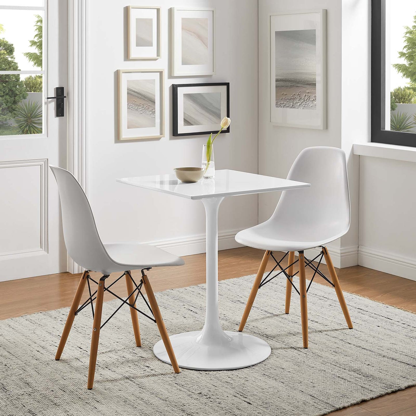 Modway Lippa 24" Square Wood Top Dining Table - White - EEI-1122 | Dining Tables | Modishstore - 6