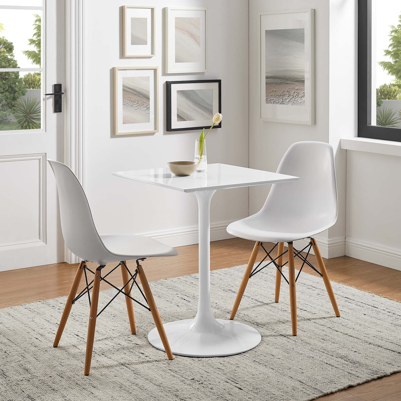 Modway Lippa 24" Square Wood Top Dining Table - White - EEI-1122 | Dining Tables | Modishstore - 6