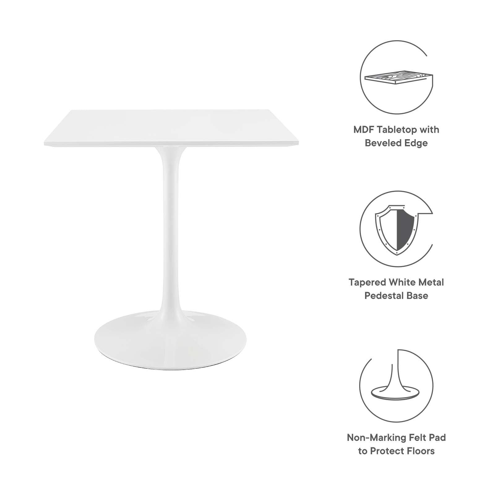 Modway Lippa 28" Square Wood Top Dining Table - EEI-1123 | Dining Tables | Modishstore - 11