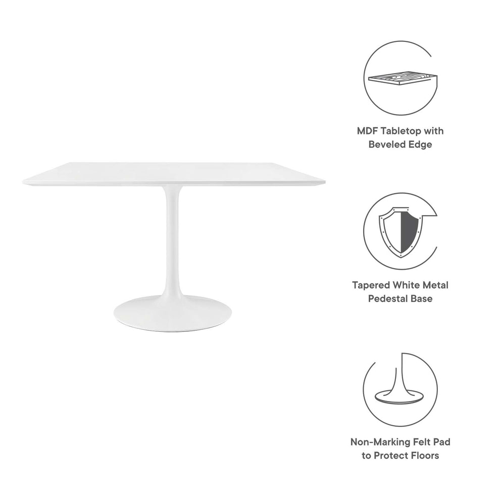 Modway Lippa 47" Square Wood Top Dining Table in White - EEI-1125 | Dining Tables | Modishstore - 9