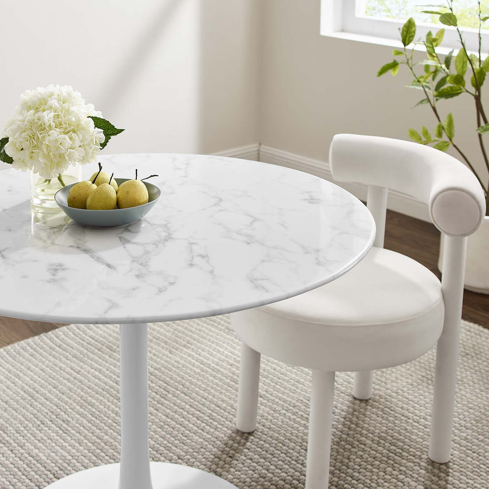 Modway Lippa 40" Round Artificial Marble Dining Table in White - EEI-1130 | Dining Tables | Modishstore - 5