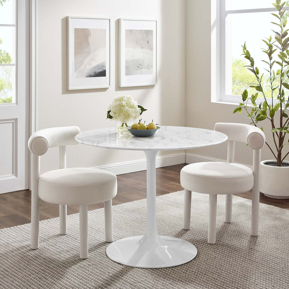 Modway Lippa 40" Round Artificial Marble Dining Table in White - EEI-1130 | Dining Tables | Modishstore - 6