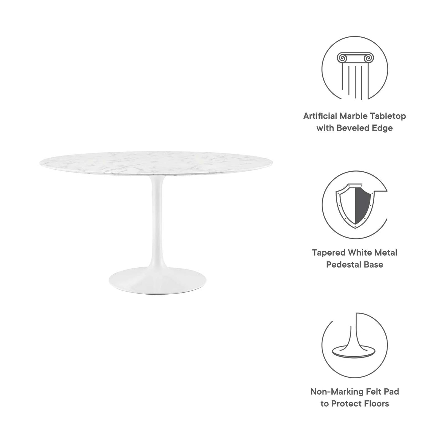 Modway Lippa 47" Round Artificial Marble Dining Table - EEI-1131 | Dining Tables | Modishstore - 8