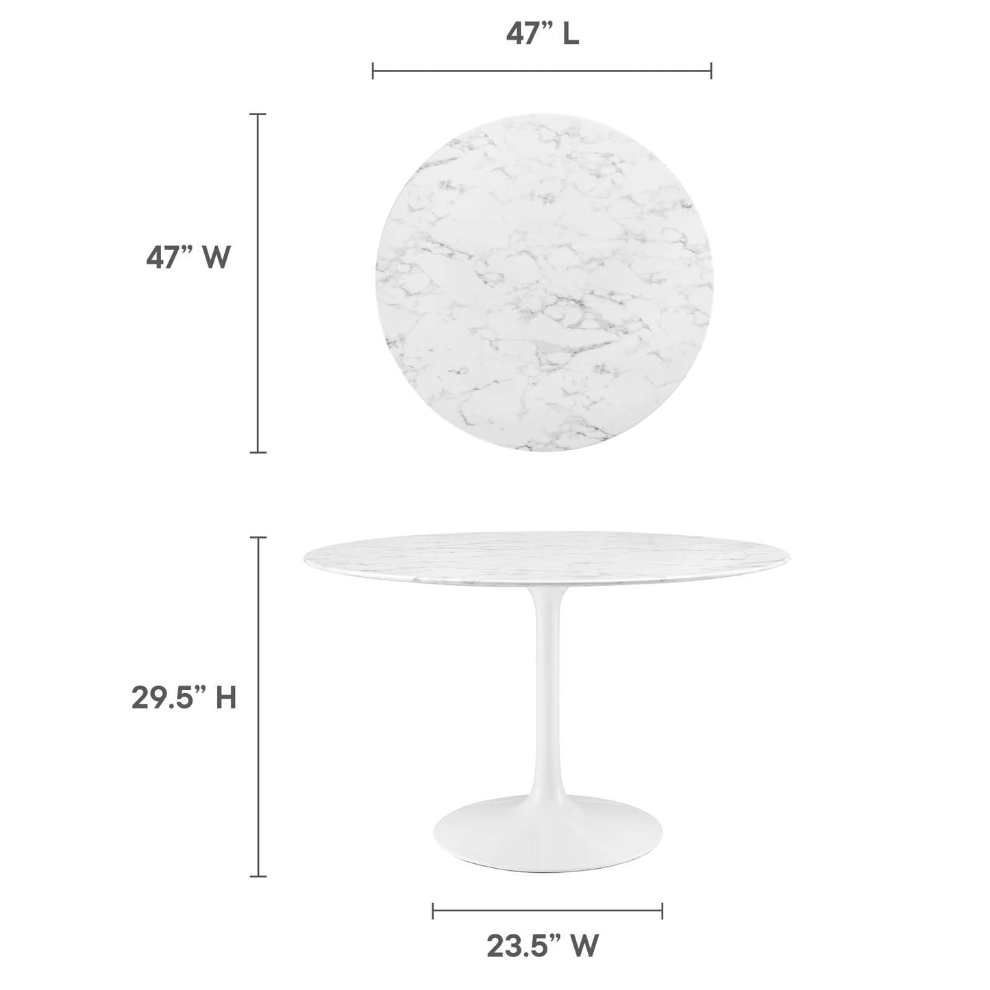Modway Lippa 47" Round Artificial Marble Dining Table - EEI-1131 | Dining Tables | Modishstore - 9